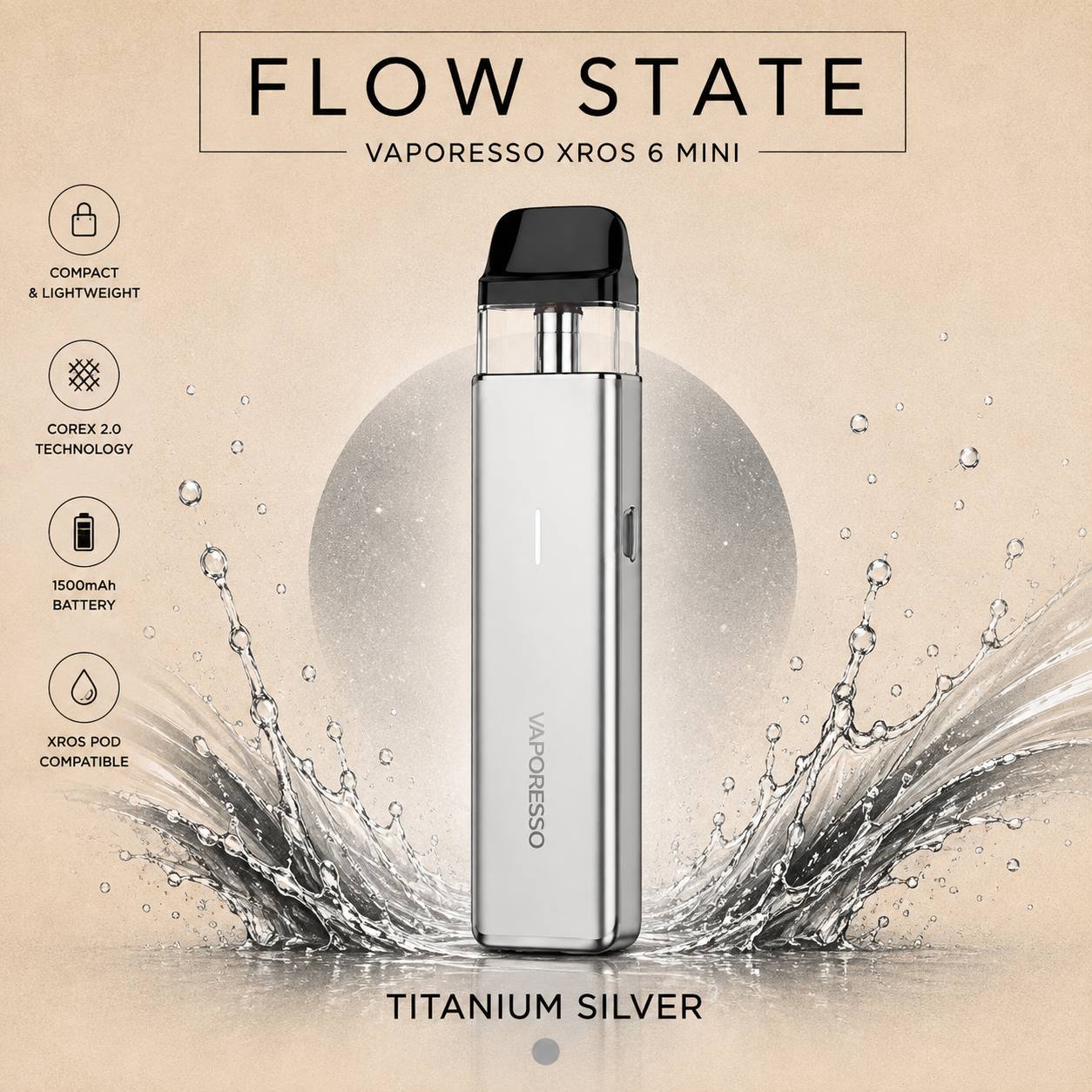 Vaporesso Xros 6 Mini Titanium Silver